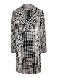 Black And White Check Coat Mens Black And White Check Overcoat With Wool Topman Overcoats Topcoat Men Men S Coats Jackets