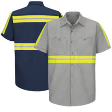 red kap sp24 enhanced visibility short sleeve industrial work shirt