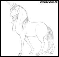 The first step in this easy unicorn drawing tutorial is the sketch. How To Draw Cartoon Unicorns Realistic Unicorns Drawing Tutorials Drawing How To Draw Unicorns Drawing Lessons Step By Step Techniques For Cartoons Illustrations