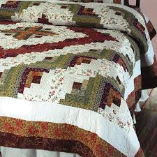 Free log cabin quilt pattern with floral. Log Cabin Patchwork Quilt Bedding