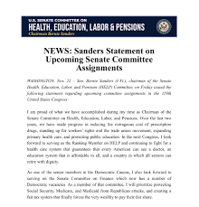 I am proud of what we've accomplished during my time as Chairman of the  HELP Committee. In the next Congress, I look forward to serving both as  HELP's Ranking Member and on