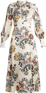Erdem Orlena High Neck Floral Print Silk Dress Erdem Dress Sale Silk Print Dress Silk Dress Dresses