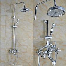 Get free shipping on qualified pull out sprayer roman tub faucets or buy online pick up in store today in the bath department. Vintage Chrome Shower Fixture Double Cross Handle Mixer Bathtub Faucet