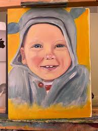 Acrylic painting progression with primary colors