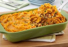This Delicious Twist On A Comfort Classic Is Made With Ground Turkey Vegetables Cream Of Chicken Soup And Sweet Potato Toppings Recipes Seasoned Rice Recipes