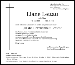 Kevyn lettau shower the people. Traueranzeigen Von Liane Lettau Rz Trauer De