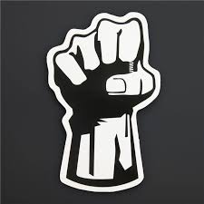 Black And White Brand Stickers Power Fist Black And White Sticker Single Tide Brand Stickers Waterproof Pvc Home Decals A 78 Black And White Stickers Brand Stickers White Stickers