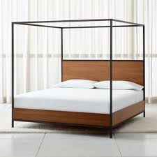 Mengersi canopy bed frame post king size stainless steel 4 corner bed mosquito net frame bracket fit for metal bed wood bed. James Walnut With Black Frame King Canopy Bed Crate And Barrel Uae