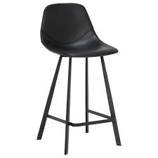 Upholstered in velvet and legs in glossy black lacquered, this occasional chair with a curved back will make any bar design. Fiori Faux Leather Counter Stool Black Metal Barker Stonehouse
