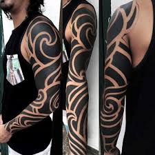 When it comes to the size. 75 Tribal Arm Tattoos For Men Interwoven Line Design Ideas Tribal Arm Tattoos Full Sleeve Tattoos Tribal Tattoos