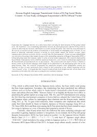 Oppa i hope will be successful and achieve the dream of oppa looking for. Pdf Korean English Language Translational Action Of K Pop Social Media Content A Case Study On Bangtan Sonyeondan S Bts Official Twitter