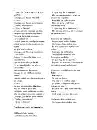 Vocabulario de parentesco en inglés. Letras De Canciones Pop Top Notch