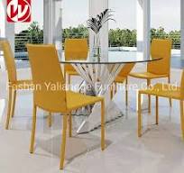 Set Meja Makan Marmer Mewah Stainless Steel Emas Grosir ...