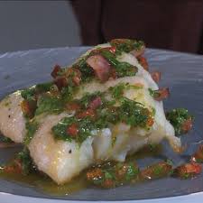 Paves De Cabillaud Cloutes Au Chorizo Sauce Vierge D Eric Julie Andrieu Cuisine Poisson Recettes Poissons Et Fruits De Mer Sauce Vierge