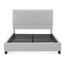 Footboard and rails are also dressed in cool gray tones. Noble House Light Gray Upholstered Fabric Queen Bed Set 12334 The Home Depot