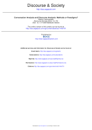 Pdf Conversation Analysis And Discourse Analysis Methods Or Paradigms
