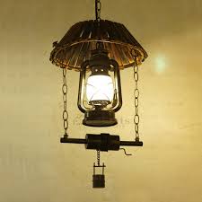 Retro Nautical Style Wrought Iron And Bamboo Large Pendant Lights