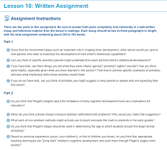 Learn vocabulary, terms, and more with flashcards, games, and other study tools. Lesson 10 Written Assignment Assignment Instructi Chegg Com