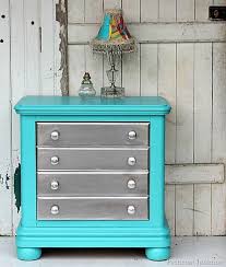 Spray Paint Furniture Metallic Silver And Add Turquoise To The Mix Painted Furniture Furniture Makeover Paint Furniture