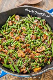 Teriyaki Green Beans With Fresh Green Beans Fresh Mushrooms Shallot Butter Minced Garlic Teriyaki Sauce Sesam Green Beans Green Bean Recipes Bean Recipes