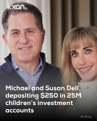 The couple's donation, one of the largest direct philanthropic investments  in Americans, will put $250 in investment accounts for children ages 10 and  younger. Link below ⬇️