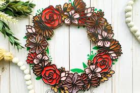 Download 3d Layered Spring Floral Wreath Paper Craft Digital File 1296331 Cut Files Design Bundles