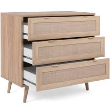 Ein rotes sideboard das im zimmer heraussticht. Kommode Sumatra Braun 80 X 80 Cm 3 Schubladen Schmales Sideboard Bast Geflecht Dekor Eiche Optik Wohnclub Onlineshop