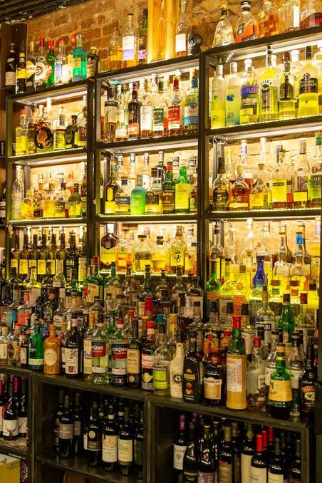 Bottles behind bar
