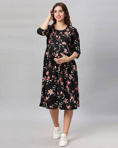 Buy MAMMA'S MATERNITY Women Fit and Flare Maternity Dress Online | Ajio.com