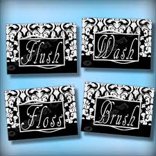 Black And White Bathroom Wall Decor Black And White Damask Bathroom Word Art Wall By Collagebycollins Wall Art Black White Jo Collin Damask Bathroom Word Art Wall Decor Wall Art Decor Prints
