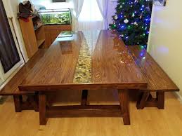 Dining Room Kitchen River Rock Epoxy Diy Home Made Table Dining Room Table Table Rustic Dining Table