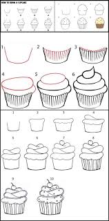 Draw the base of the cupcake, add straight lines. Diy Cupcake Greeting Cards To Send Your Love Warm Words And Wishes