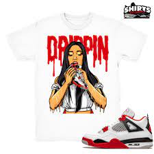 Air Jordan 4 Fire Red Shirt 4s Drippin Retro 4 Fire Red Og Etsy Ireland