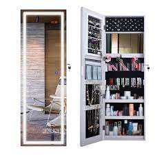 Jewelry storage is made easy with a jewelry armoire! Qh 6139 Multifunctional Pier Glass Cabinet With Led Floor Type Full Length Mirror Cabinet Intelligent Jewelry Armoire Cabinet Bath Mirrors Aliexpress