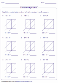 The printable worksheets contain skills based on writing multiplication sentences, describing models, completing equations and drawing models. Lattice Multiplication Worksheets And Grids