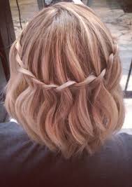 To get this look, part the hair into three sections neatly, so you can braid horizontally. Waterfall Braid Short Hair Stylist Lindsey Reese Junior Bridesmaid Hair Braids For Short Hair Hair Styles