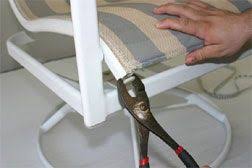 How To Install Patio Chair Slings Patio Furniture Redo Patio Furniture Makeover Outdoor Cushions Patio Furniture
