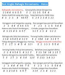 Not Angka Pianika Lagu Bahagia Bersamamu Haico