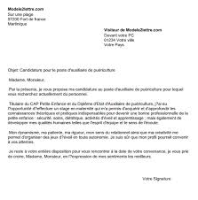 Modèle de lettre de candidature spontanée à télécharger gratuit. Lettre De Motivation Pour Un Poste D Auxiliaire De Puericulture