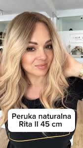 Piękno w najczystszej postaci ❤️– poznaj perukę Rita II, Naturalne włosy,  długość 45 cm, Kolor: ciepły blond w eleganckim ombre, Czepek: mikroskóra