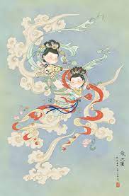 飞天仕女图大脸妹版 插画 插画习作 焦响乐 原创作品 站酷 zcool chinese art asian art buddha art