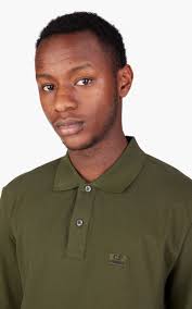C.P. Company Stretch Piquet Long Sleeved Polo Shirt Ivy Green