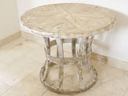 Round antique white coffee table. Rustic Round Distressed Wooden Table Antique White