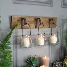 Inside the bell jars, there are mini chandeliers with four bulbs each. Rustic Wall Mounted Hook Glass Jar Lantern Tealight Candle Holder Vintage Gift Ebay
