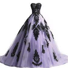 Plus Size Long Ball Gown Black Lace Gothic Corset Prom Evening Dresses Lavender Fashion Evening Dresses Prom Black Lace Ball Gown Purple Wedding Dress