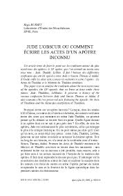 Il aconte les événements qui ont eu lieu après la résurrection du christ en mettant en avant deux personnages fondamentaux, paul et pierre. Pdf Jude L Obscur Ou Comment Ecrire Les Actes D Un Apotre Inconnu Regis Burnet Academia Edu