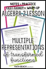 Multiple Representations Of Transformed Functions Lesson Algebra Lesson Plans Algebra Worksheets Free Math Worksheets