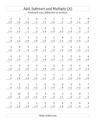 The Adding Subtracting And Multiplying With Facts From 1 To 5 A Math Workshe Math Fact Worksheets Addition And Subtraction Worksheets Subtraction Worksheets