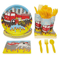 Serves 24 Fire Truck Party Supplies 144pcs Fire Engine Firefighter Disposable Paper Plates Napkins Cups And Cutlery Set For Birthday Baby Shower Party Decorations Walmart Com Walmart Com