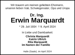 Traueranzeigen von Erwin Marquardt